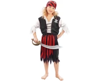 Role play-set for kids Stripped Pirate (shirt with vest, skirt, belt, bandanna), size 120/130 cm